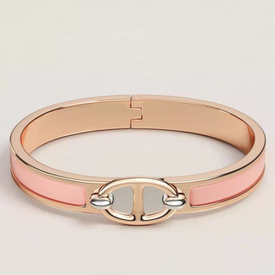 Top Replica Hermes Mini Clic Anchor Chain Bracelet Pink