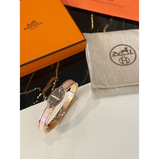 Top Replica Hermes Mini Clic Anchor Chain Bracelet Pink