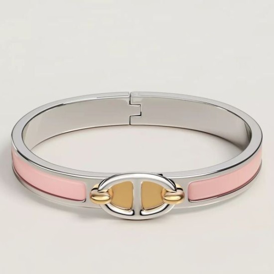 Top Replica Hermes Mini Clic Anchor Chain Bracelet Pink