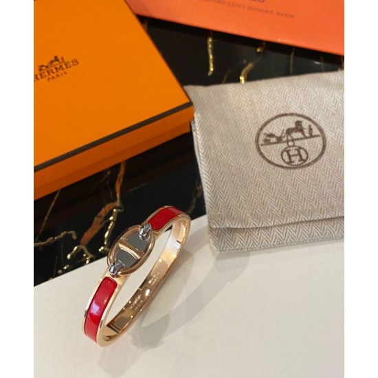 Top Replica Hermes Mini Clic Anchor Chain Bracelet Red