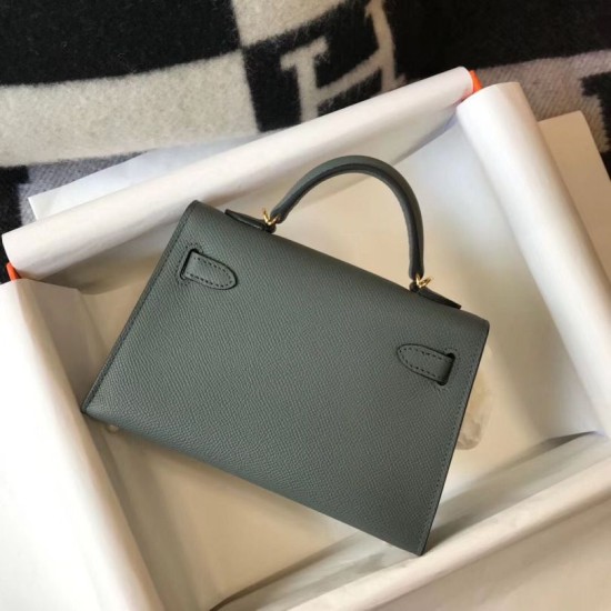 Super Clone Replica Hermes Kelly Mini II Bag Green Amande Epsom with Gold Hardware Top Replica Hermes Kelly Mini II Bag Green Amande Epsom with Gold Hardware