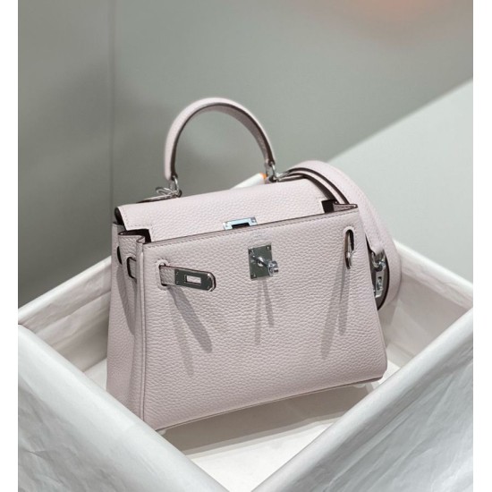 Super Clone Replica Hermes Kelly 20cm/25cm Bag in Pale Mauve with Silver Hardware Top Replica Hermes Kelly 20cm/25cm Bag in Pale Mauve with Silver Hardware