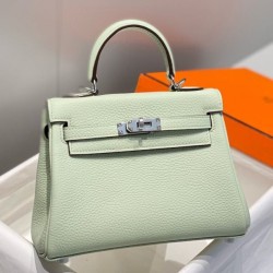 Top Replica Hermes Kelly 20cm/25cm Bag in Clemence Green