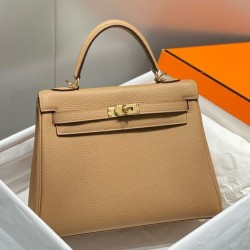 Top Replica Hermes Kelly 20cm/25cm Bag in Brown Clemence