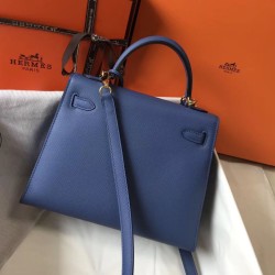 Top Replica Hermes Kelly 25cm Bag in Epsom Blue