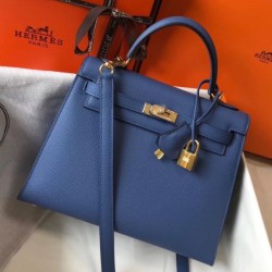 Top Replica Hermes Kelly 25cm Bag in Epsom Blue