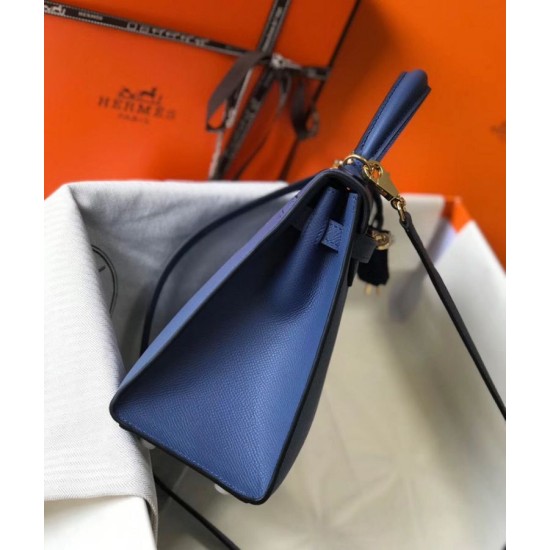 Super Clone Replica Hermes Kelly 25cm Bag in Epsom Blue Top Replica Hermes Kelly 25cm Bag in Epsom Blue