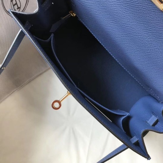 Super Clone Replica Hermes Kelly 25cm Bag in Epsom Blue Top Replica Hermes Kelly 25cm Bag in Epsom Blue