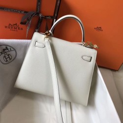 Super Clone Replica Hermes Kelly 25cm Bag in White Epsom Top Replica Hermes Kelly 25cm Bag in White Epsom