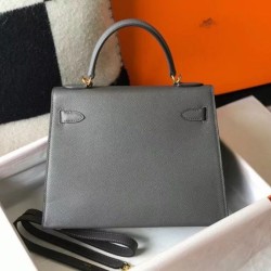 Top Replica Hermes Kelly 28cm/32cm Bag in Slate Epsom Gold hardware