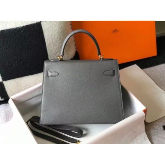 Super Clone Replica Hermes Kelly 28cm/32cm Bag in Slate Epsom Gold hardware Top Replica Hermes Kelly 28cm/32cm Bag in Slate Epsom Gold hardware