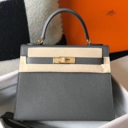 Top Replica Hermes Kelly 28cm/32cm Bag in Slate Epsom Gold hardware