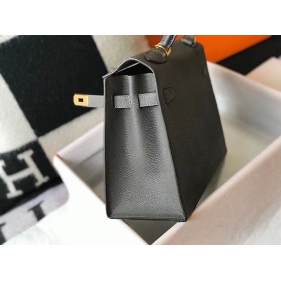 Super Clone Replica Hermes Kelly 28cm/32cm Bag in Slate Epsom Gold hardware Top Replica Hermes Kelly 28cm/32cm Bag in Slate Epsom Gold hardware