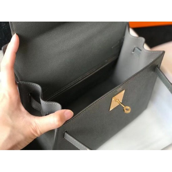 Super Clone Replica Hermes Kelly 28cm/32cm Bag in Slate Epsom Gold hardware Top Replica Hermes Kelly 28cm/32cm Bag in Slate Epsom Gold hardware