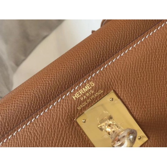 Super Clone Replica Hermes Kelly 28cm/32cm Bag in Brown Epsom with Gold Hardware Top Replica Hermes Kelly 28cm/32cm Bag in Brown Epsom with Gold Hardware