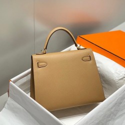 Top Replica Hermes Kelly 28cm/32cm Bag in Camel Epsom GHW