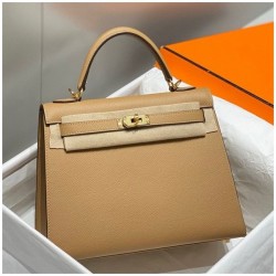 Top Replica Hermes Kelly 28cm/32cm Bag in Camel Epsom GHW