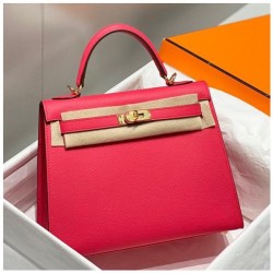 Top Replica Hermes Kelly Bag 28cm/32cm Pink Epsom Gold Hardware
