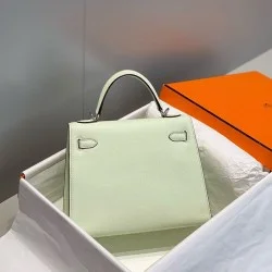 Top Replica Hermes Kelly 28cm Bag in Light Green Epsom with Silver Hardware