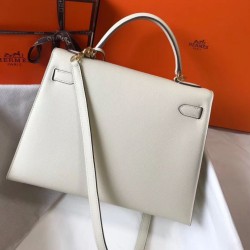 Top Replica Hermes Kelly Bag 28cm/32cm White Epsom Gold Hardware