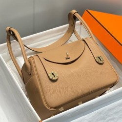 Top Replica Hermes Lindy 26 cm bag, Camel with gold-tone hardware