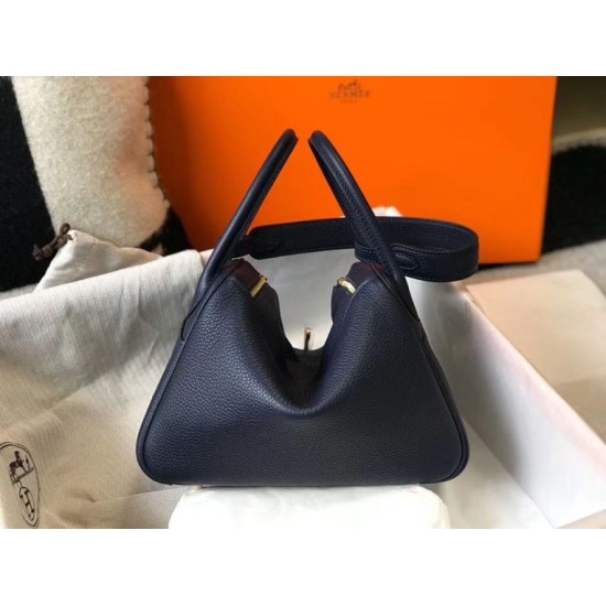 Super Clone Replica Hermes Lindy 26 cm bag, Navy blue with gold-tone hardware Top Replica Hermes Lindy 26 cm bag, Navy blue with gold-tone hardware