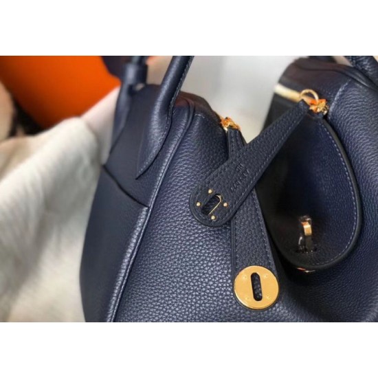 Super Clone Replica Hermes Lindy 26 cm bag, Navy blue with gold-tone hardware Top Replica Hermes Lindy 26 cm bag, Navy blue with gold-tone hardware