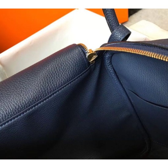Super Clone Replica Hermes Lindy 26 cm bag, Navy blue with gold-tone hardware Top Replica Hermes Lindy 26 cm bag, Navy blue with gold-tone hardware