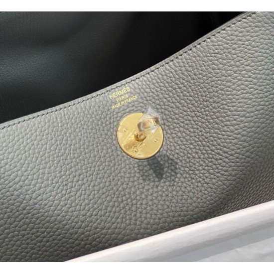 Super Clone Replica Hermes Lindy 26 cm bag, Gris Meyer with gold-tone hardware Top Replica Hermes Lindy 26 cm bag, Gris Meyer with gold-tone hardware
