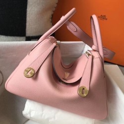 Top Replica Hermes Lindy 26 cm bag, Pink with gold-tone hardware