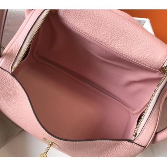 Super Clone Replica Hermes Lindy 26 cm bag, Pink with gold-tone hardware Top Replica Hermes Lindy 26 cm bag, Pink with gold-tone hardware