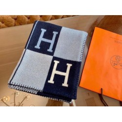Top Replica Hermes Avalon III Blanket Blue