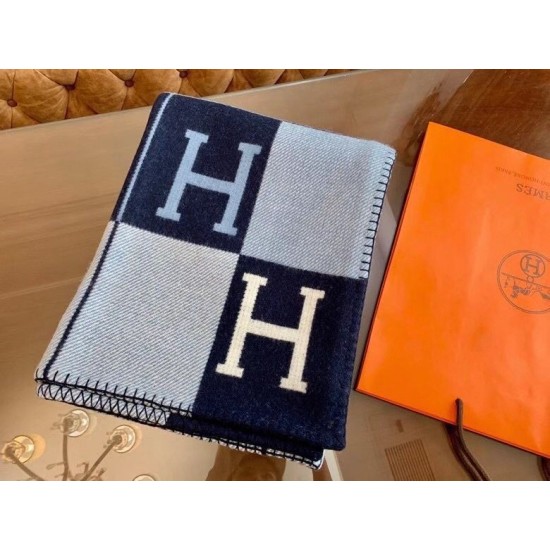 Top Replica Hermes Avalon III Blanket Blue