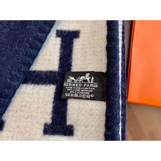 Top Replica Hermes Avalon III Blanket Blue