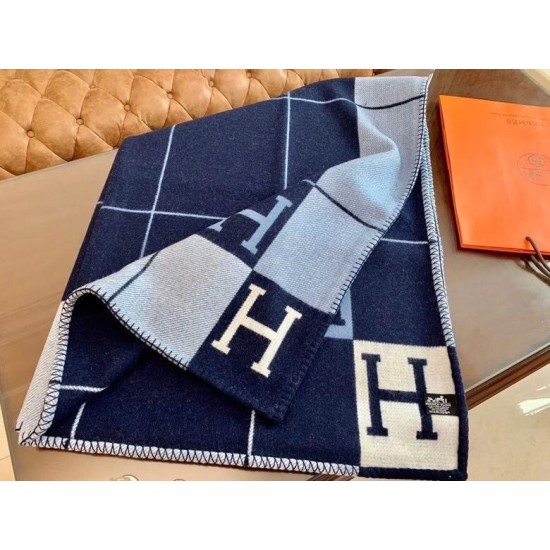 Top Replica Hermes Avalon III Blanket Blue