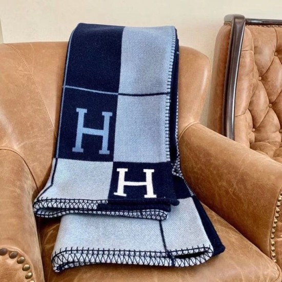 Top Replica Hermes Avalon III Blanket Blue