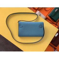 Top Replica Hermes Kelly Classique To Go Wallet Epsom Blue