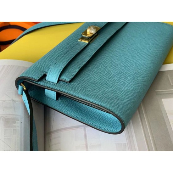 Top Replica Hermes Kelly Classique To Go Wallet Epsom Blue