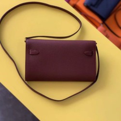 Top Replica Hermes Kelly Classique To Go Wallet Epsom Burgundy