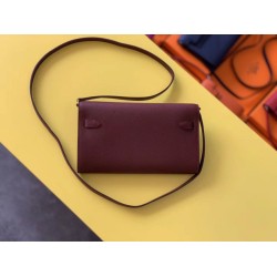 Top Replica Hermes Kelly Classique To Go Wallet Epsom Burgundy