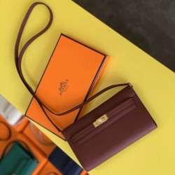 Top Replica Hermes Kelly Classique To Go Wallet Epsom Burgundy