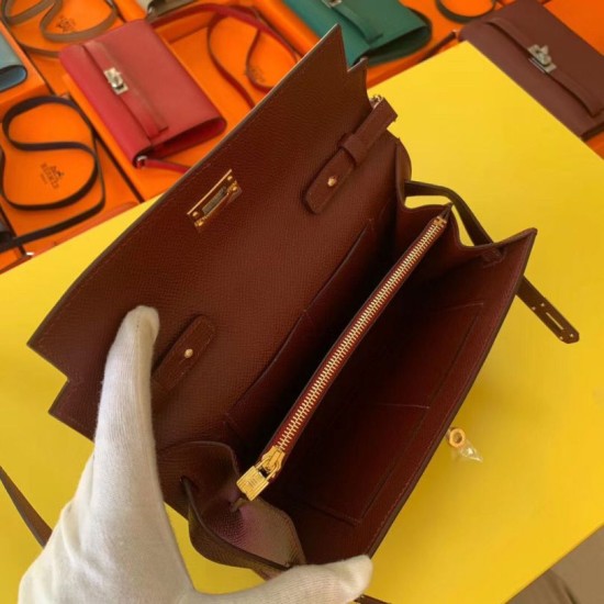 Top Replica Hermes Kelly Classique To Go Wallet Epsom Burgundy