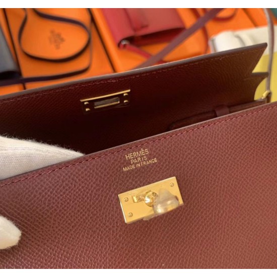 Top Replica Hermes Kelly Classique To Go Wallet Epsom Burgundy