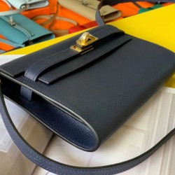 Top Replica Hermes Kelly Classique To Go Wallet Epsom Dark Blue