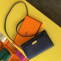 Top Replica Hermes Kelly Classique To Go Wallet Epsom Dark Blue