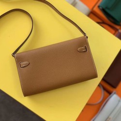 Top Replica Hermes Kelly Classique To Go Wallet Epsom Brown