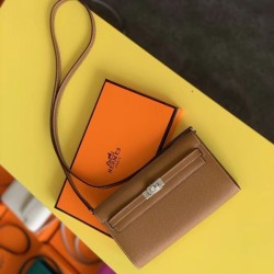 Top Replica Hermes Kelly Classique To Go Wallet Epsom Brown