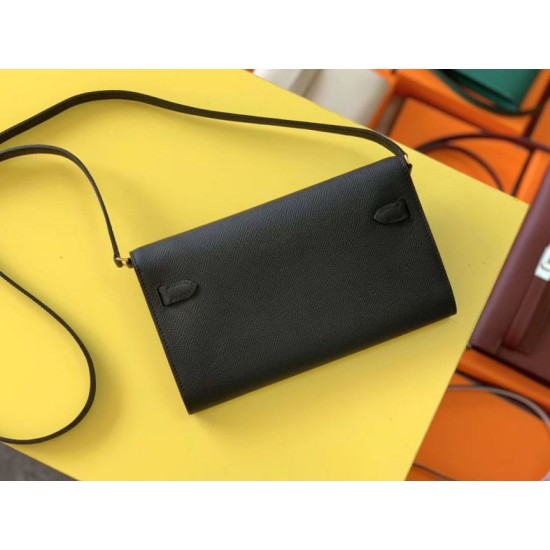 Top Replica Hermes Kelly Classique To Go Wallet Epsom Black