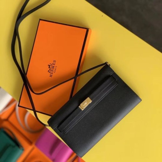 Top Replica Hermes Kelly Classique To Go Wallet Epsom Black