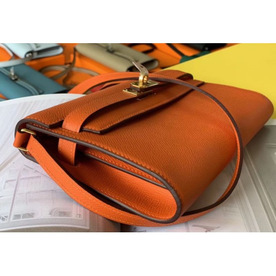 Top Replica Hermes Kelly Classique To Go Wallet Epsom Orange